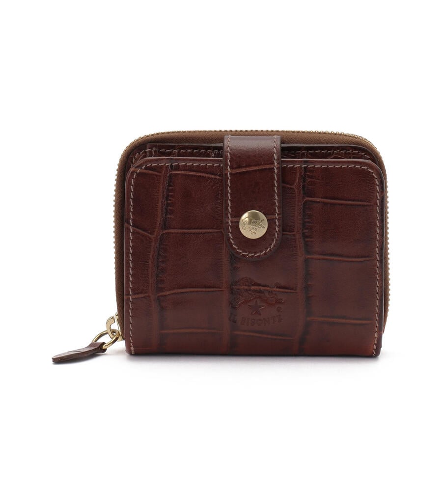 50代女性が品よく持てる人気のレディース二つ折り財布は、イルビゾンテのクロコ型押し二つ折りファスナーウォレット